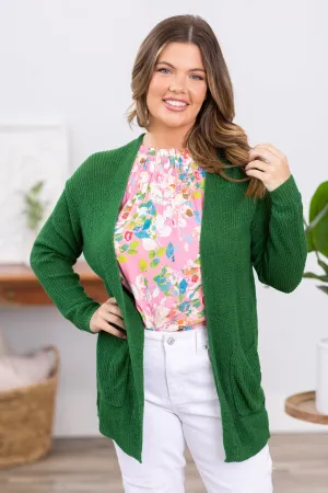 Green Sweater Cardigan With Pockets