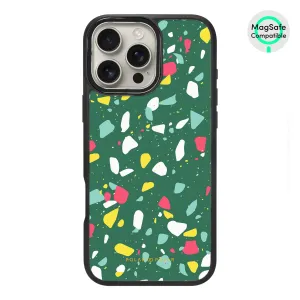 Greenfield Terrazzo - iPhone 16 Pro Max Frosted Black Bumper MagSafe Case