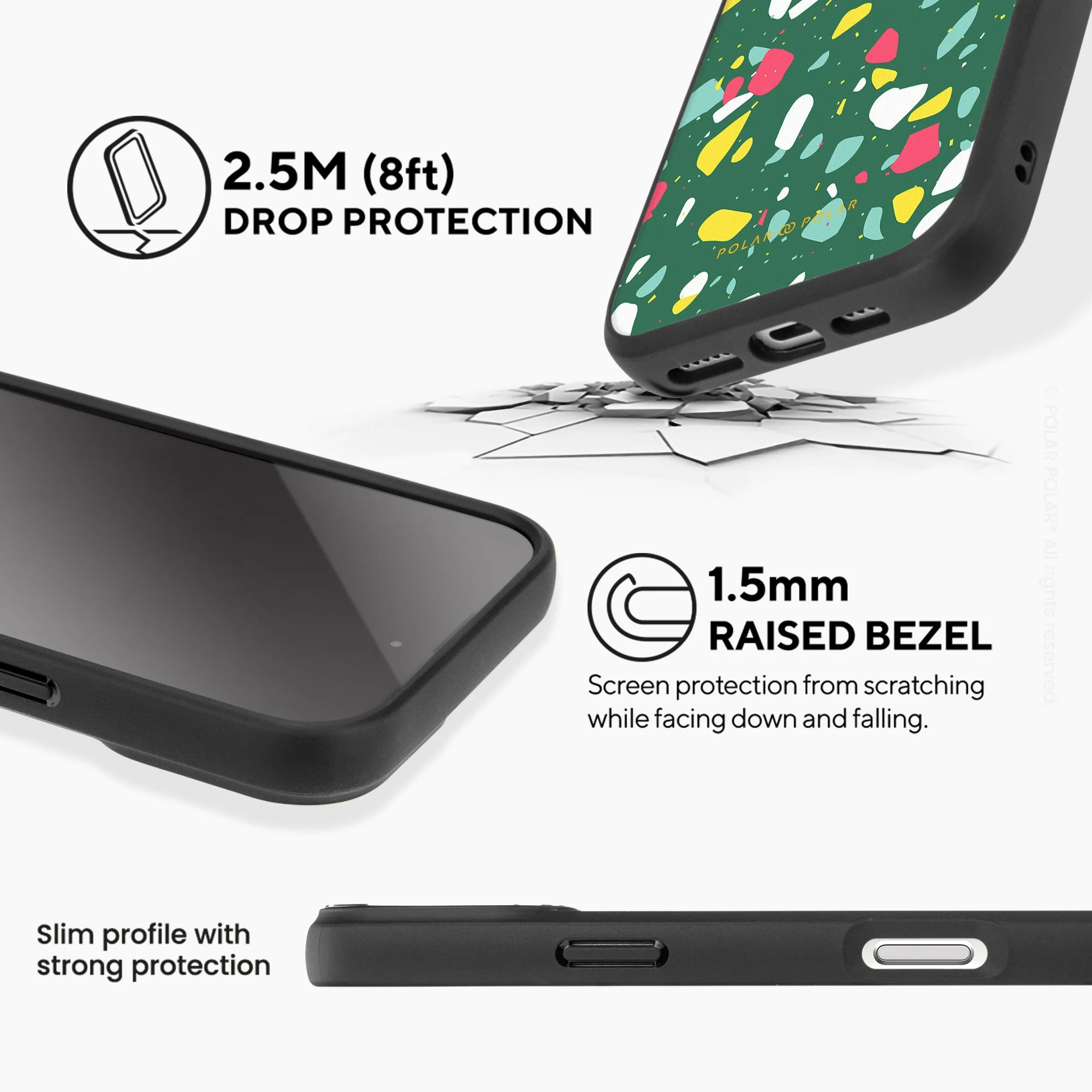Greenfield Terrazzo - iPhone 16 Pro Max Frosted Black Bumper MagSafe Case