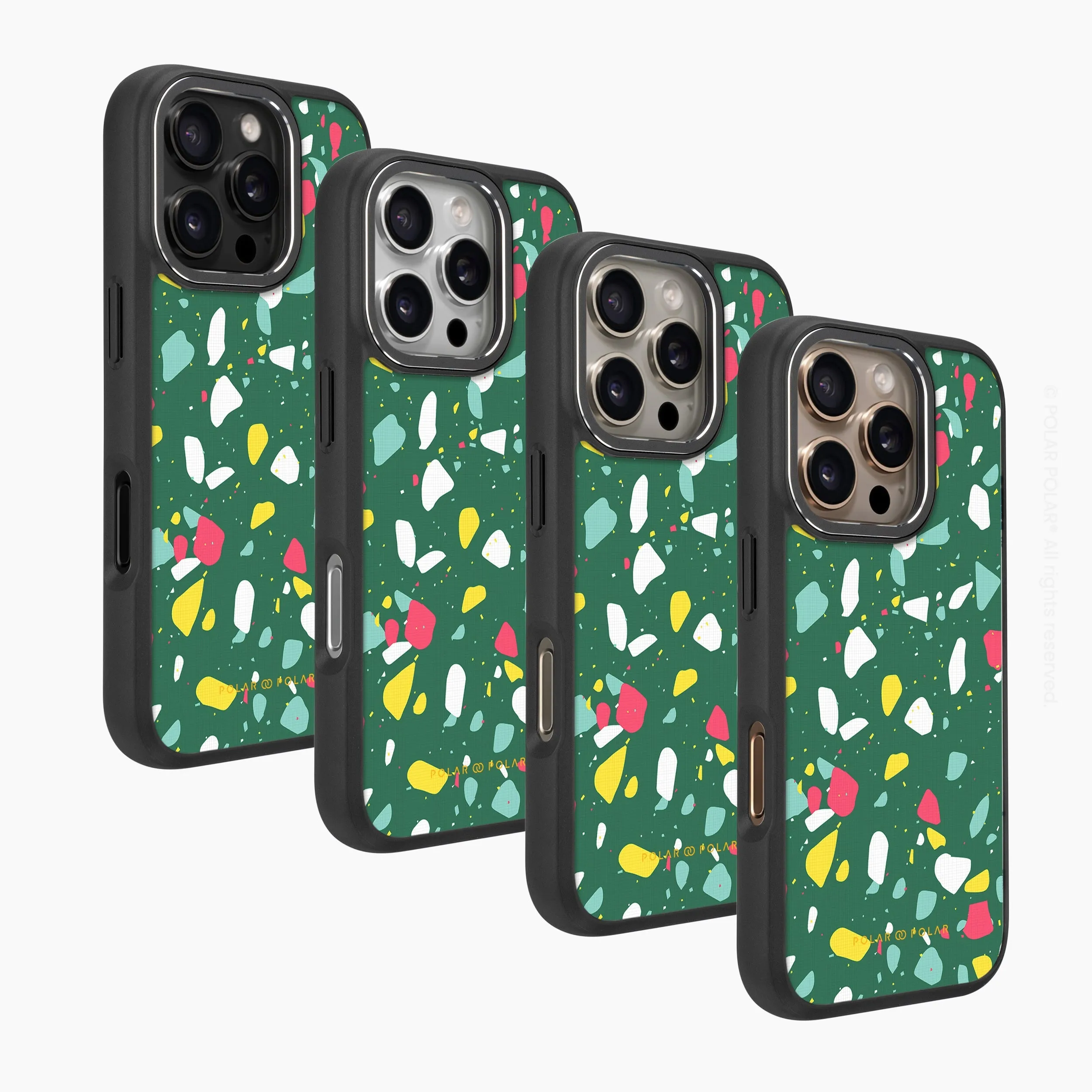 Greenfield Terrazzo - iPhone 16 Pro Max Frosted Black Bumper MagSafe Case