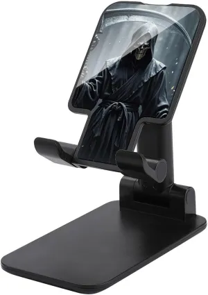 Grim Reaper Cell Phone Stand Dual Folding, Height Adjustable Cell Phone Holder Portable Cellphone Cradle Desktop Dock Fits All Smart Phones Black-Style