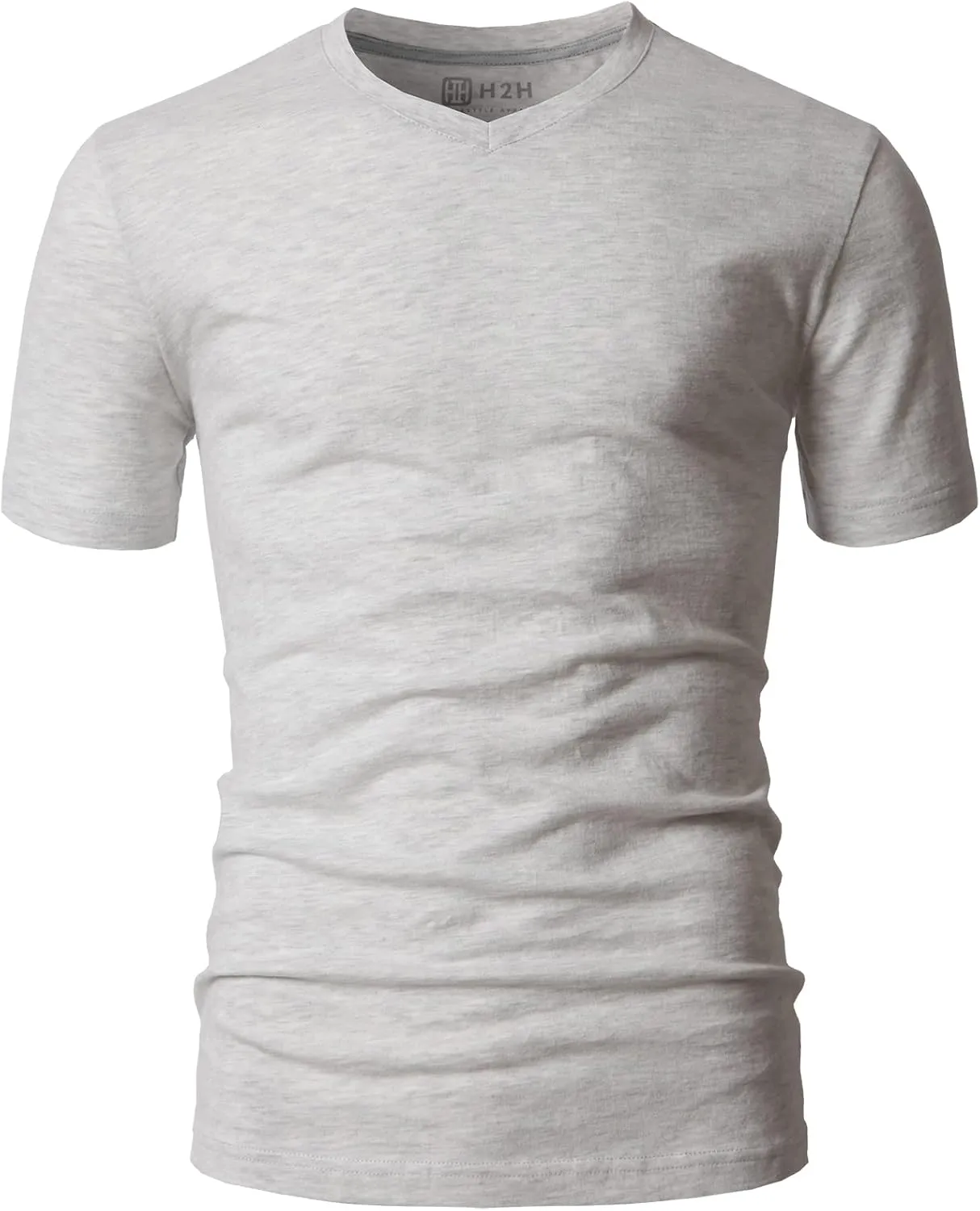 H2H Mens Casual Slim Fit Short Sleeve T-Shirts Soft Lightweight V-Neck/Crew-Neck Size XS to 3XL