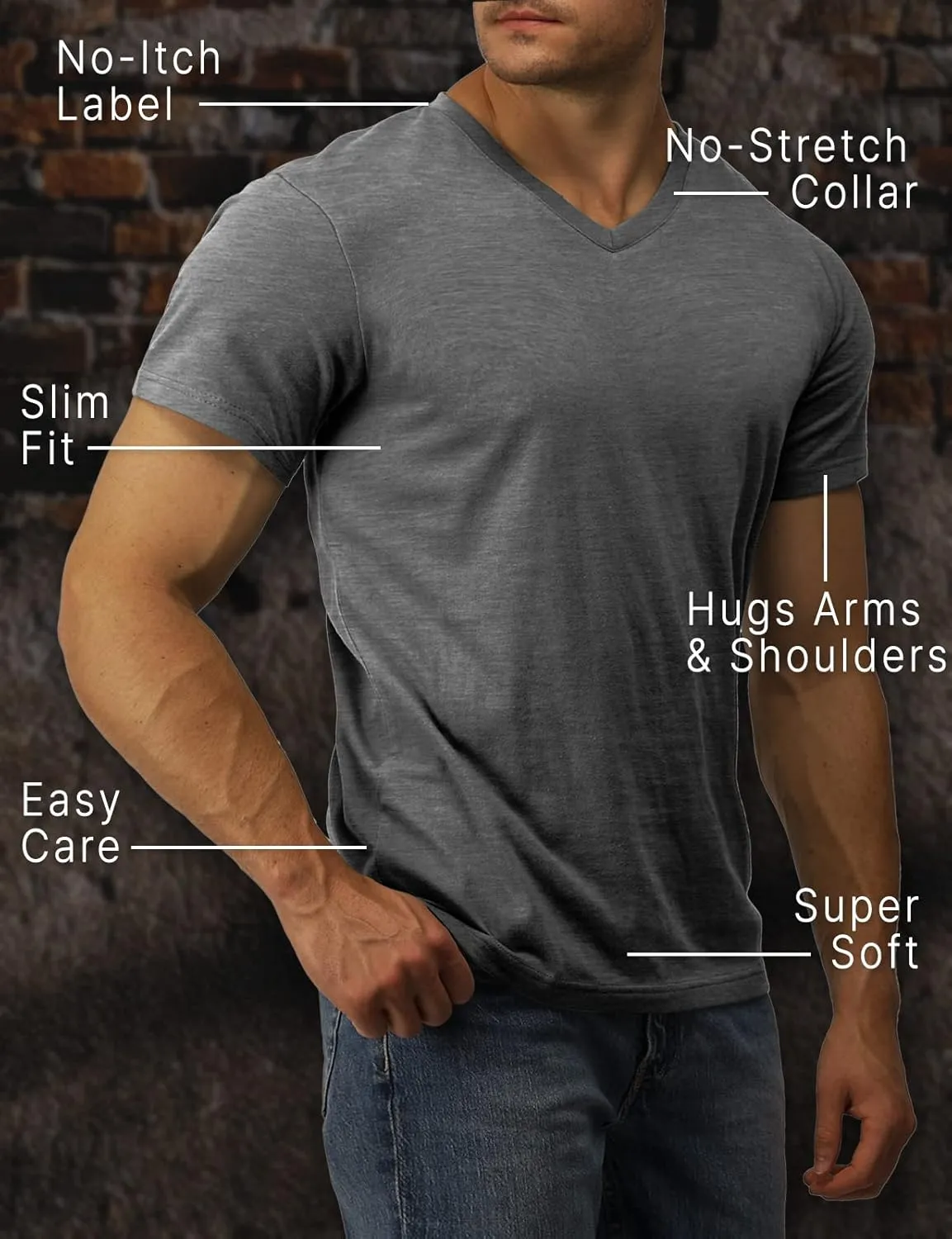 H2H Mens Casual Slim Fit Short Sleeve T-Shirts Soft Lightweight V-Neck/Crew-Neck Size XS to 3XL