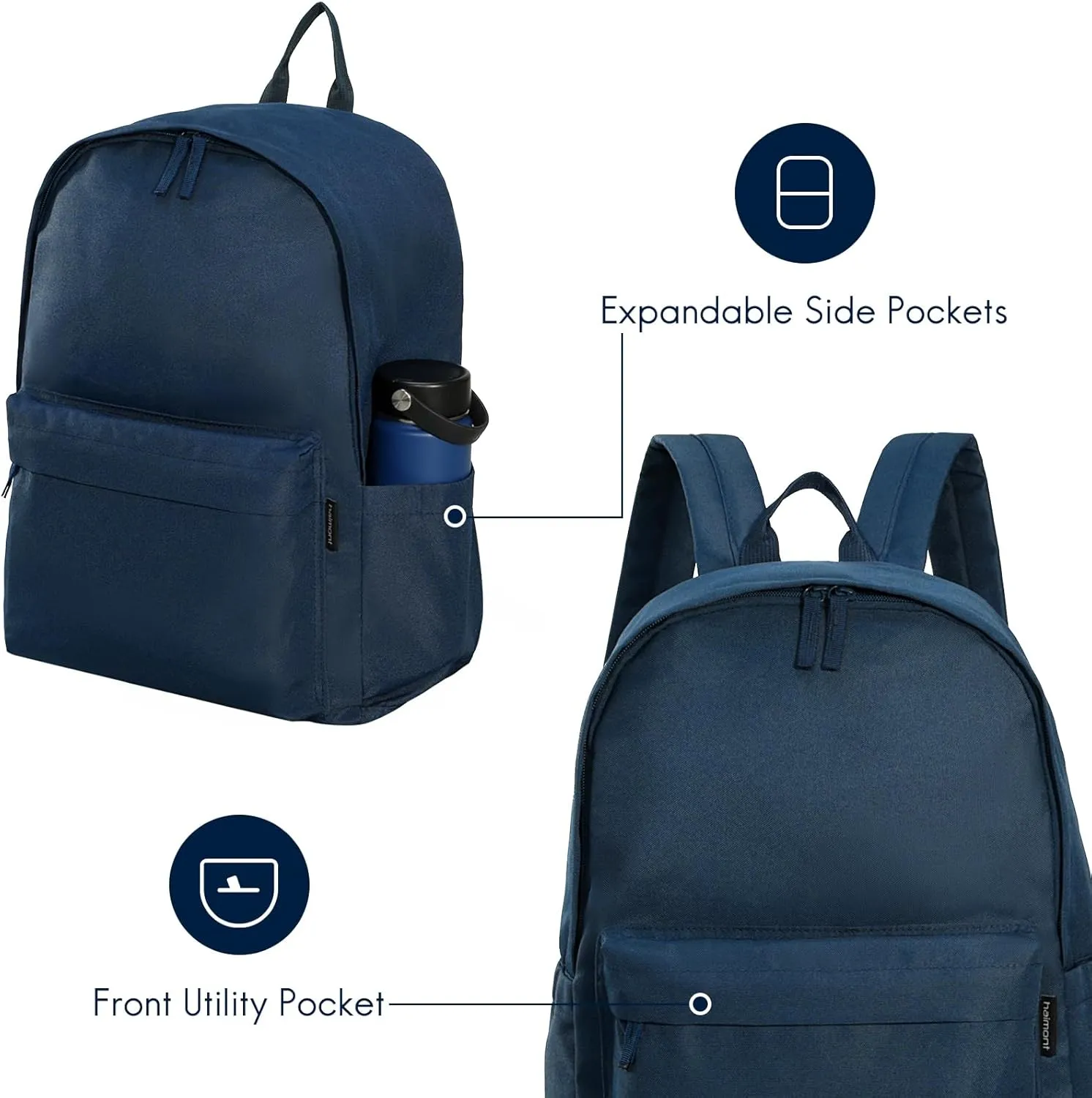 Haimont Lightweight Travel Backpack 20L, Carry on Backpack, Casual Laptop Daypack with Laptop Compartment for Hiking Outdoor Sports, Navy Blue
