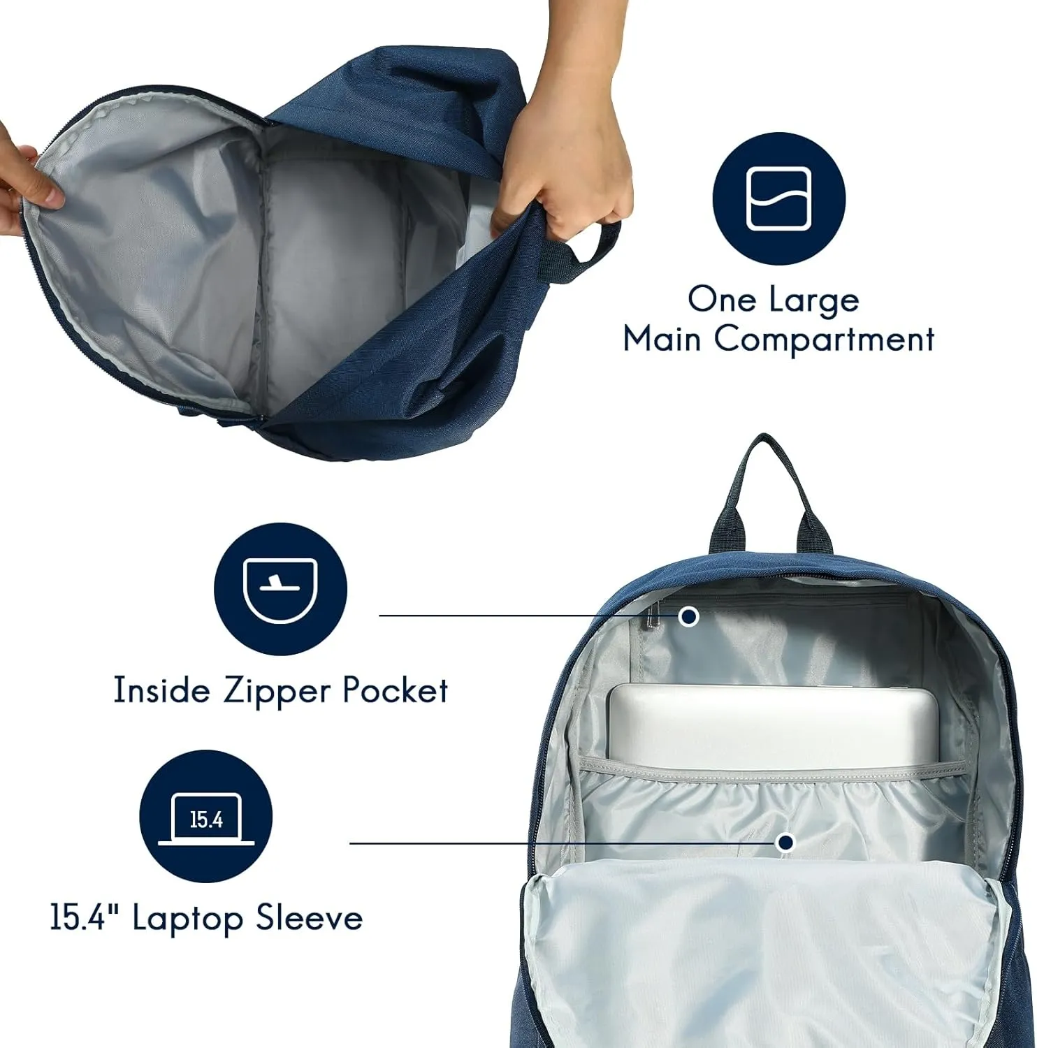 Haimont Lightweight Travel Backpack 20L, Carry on Backpack, Casual Laptop Daypack with Laptop Compartment for Hiking Outdoor Sports, Navy Blue