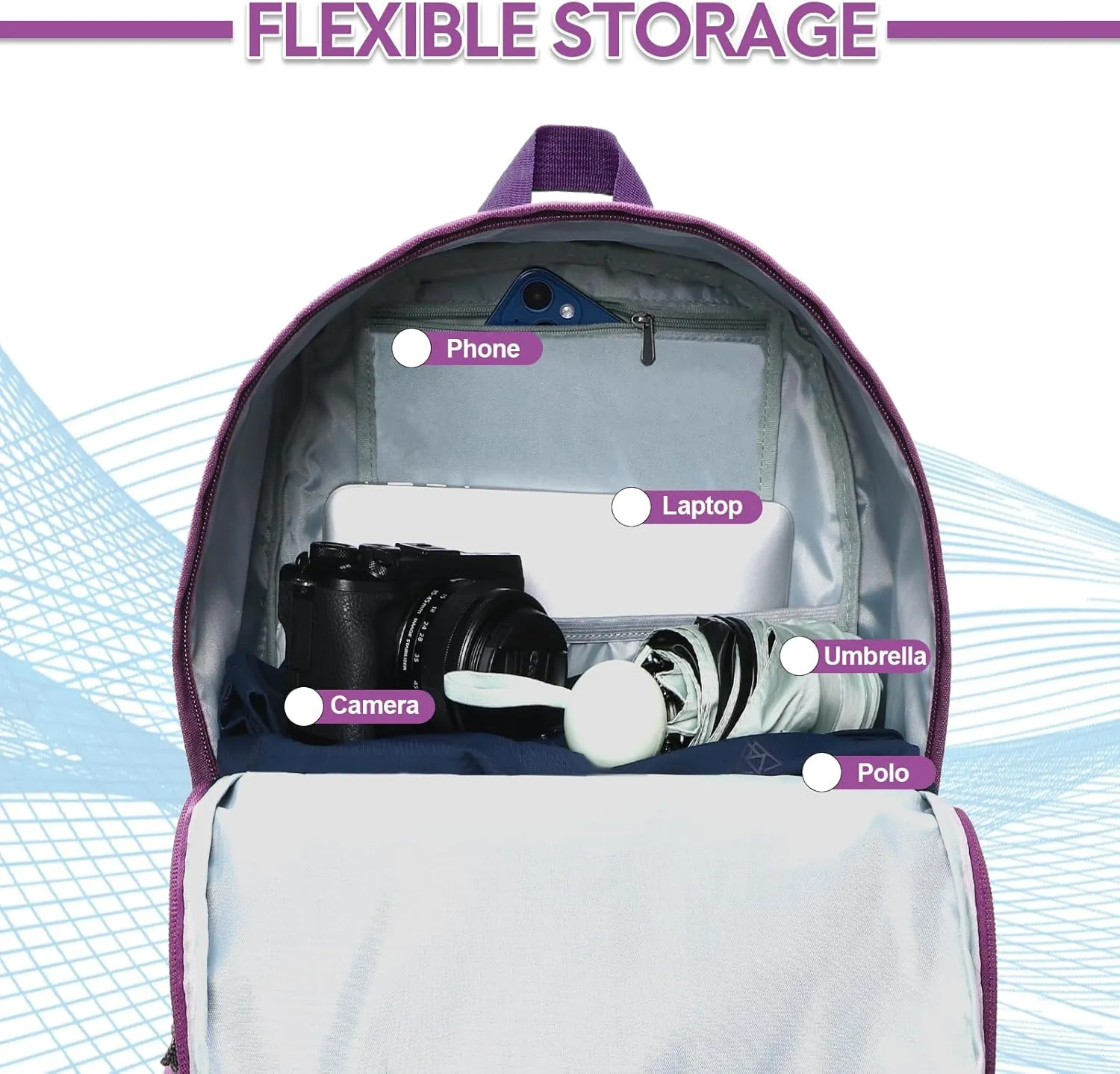Haimont Lightweight Travel Daypack Backpack, 20L Simple Backpack for Traveling Work, Casual Laptop Bookbag Aesthetic, Dull Purple