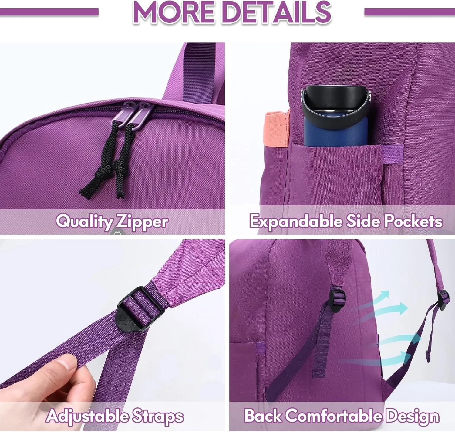 Haimont Lightweight Travel Daypack Backpack, 20L Simple Backpack for Traveling Work, Casual Laptop Bookbag Aesthetic, Dull Purple