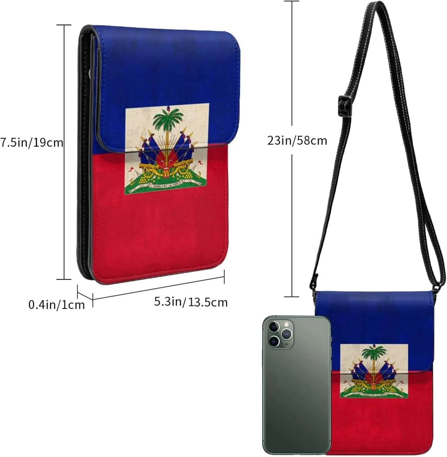 Haiti Flag Haitian Womans Crossbody Bags Leather Cell Phone Wallet Adjustable Shoulder Bags