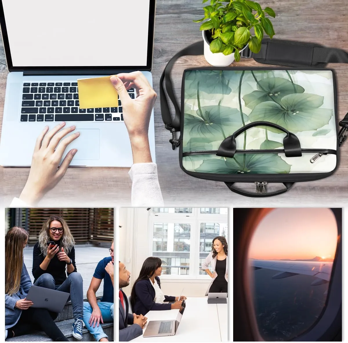 Halloween Town Laptop Bag for Men Women 13-15 Inch Case Bags Sleeve Shoulder with Anti Slip Removable The Pad Straps