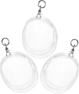 HANABASS 1set Transparent Doll Storage Bag Display Case with Keychain for and Organization of Collectible Figures 3pcs