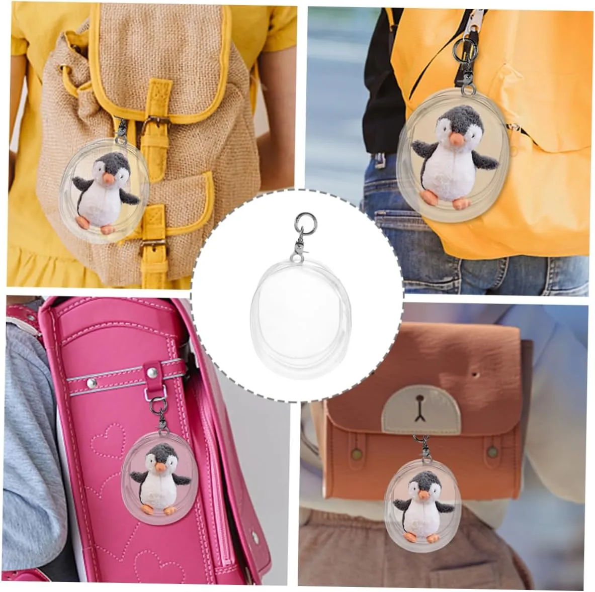HANABASS 1set Transparent Doll Storage Bag Display Case with Keychain for and Organization of Collectible Figures 3pcs