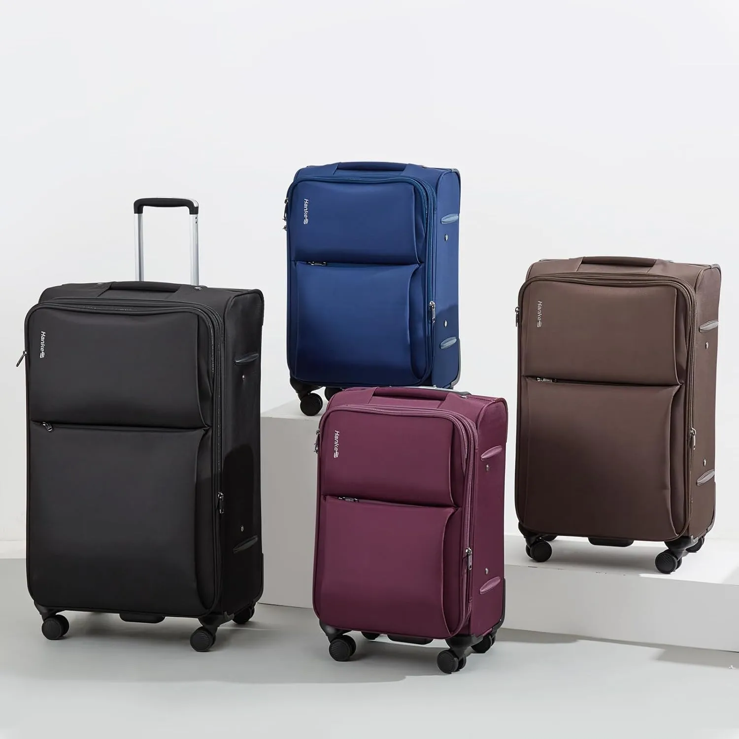 Hanke Softside Expandable 20 Inch Carry On Luggage with Wheels Airline Approved, TSA Luggage Lightweight Rolling Suitcases for Travel Carry On Bag(Coffee)