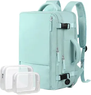 Hanples Extra Large Travel Backpack for Women as Person Item Flight Approved, 40L Carry On Backpack, 17 Inch Laptop Backpack, Waterproof Hiking Backpack, Casual Bag Backpack(Mint Green)