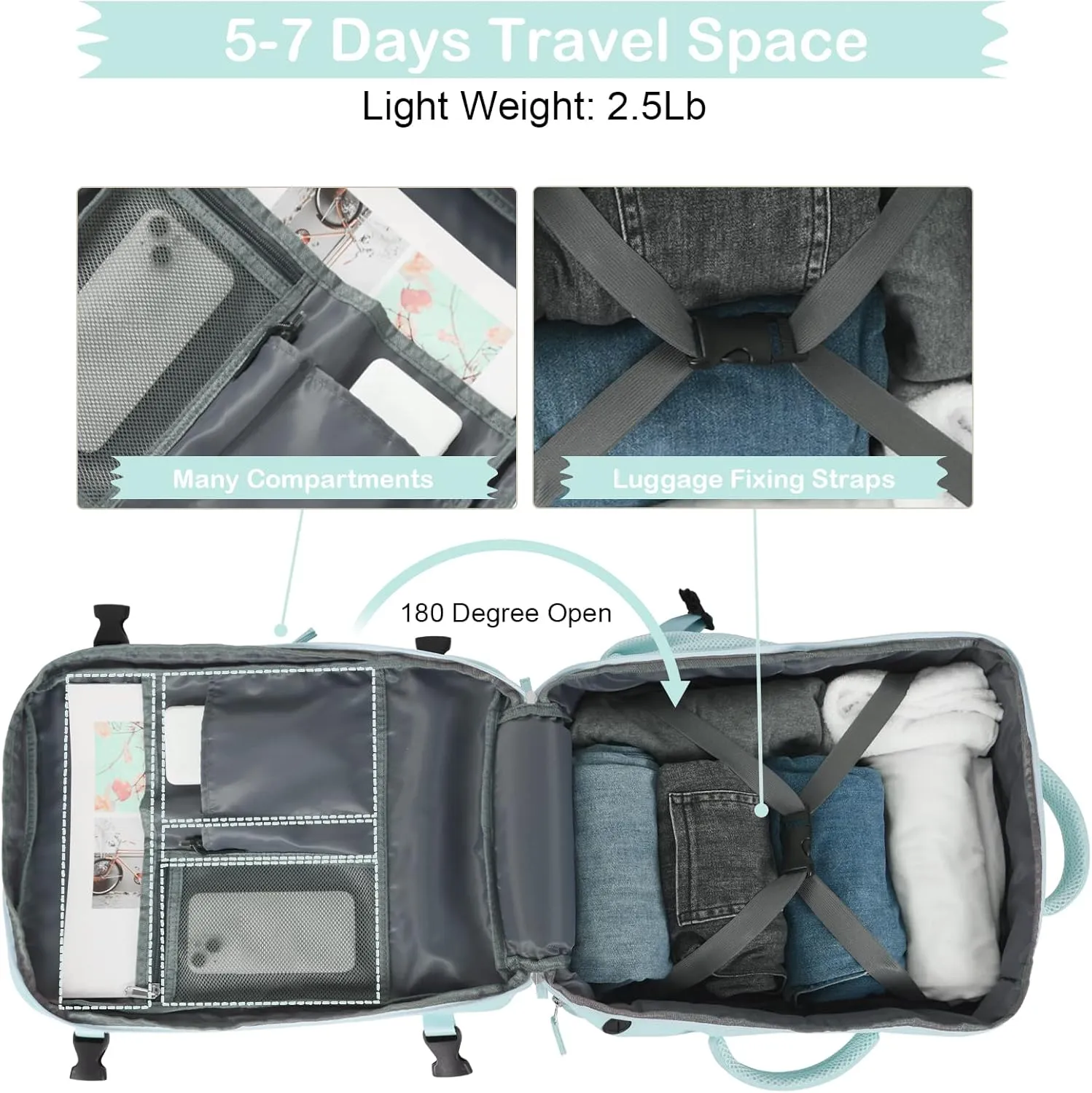 Hanples Extra Large Travel Backpack for Women as Person Item Flight Approved, 40L Carry On Backpack, 17 Inch Laptop Backpack, Waterproof Hiking Backpack, Casual Bag Backpack(Mint Green)