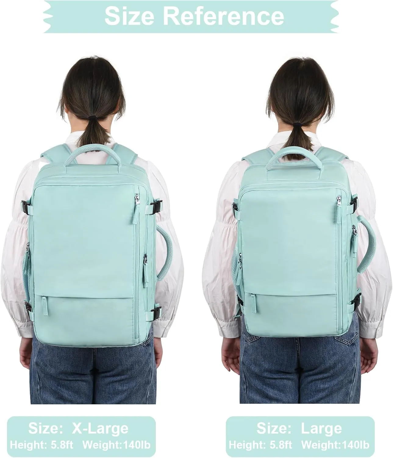 Hanples Travel Backpack for Women as Person Item Flight Approved, Large Carry On Backpack, 17.3 Inch Laptop Backpack, Waterproof Backpack, Hiking Backpack, Casual Bag (Mint Green)
