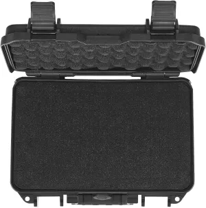 Happybuy Black Lockable Hard Pistol Case - Waterproof & Dustproof. Measures 12.59×9.01×4.4 in, with Pre - cut PU Foam, Ideal for 1 Pistol