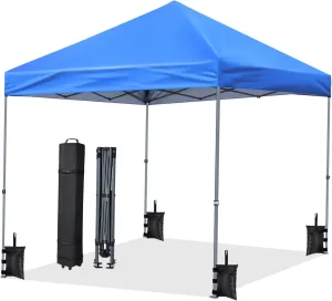 Happyyami Instant Up Tent Canopy & Waterproof Outdoor Sun Protection Shelter for Beach with Wheeled Carry Bag Royal Blue