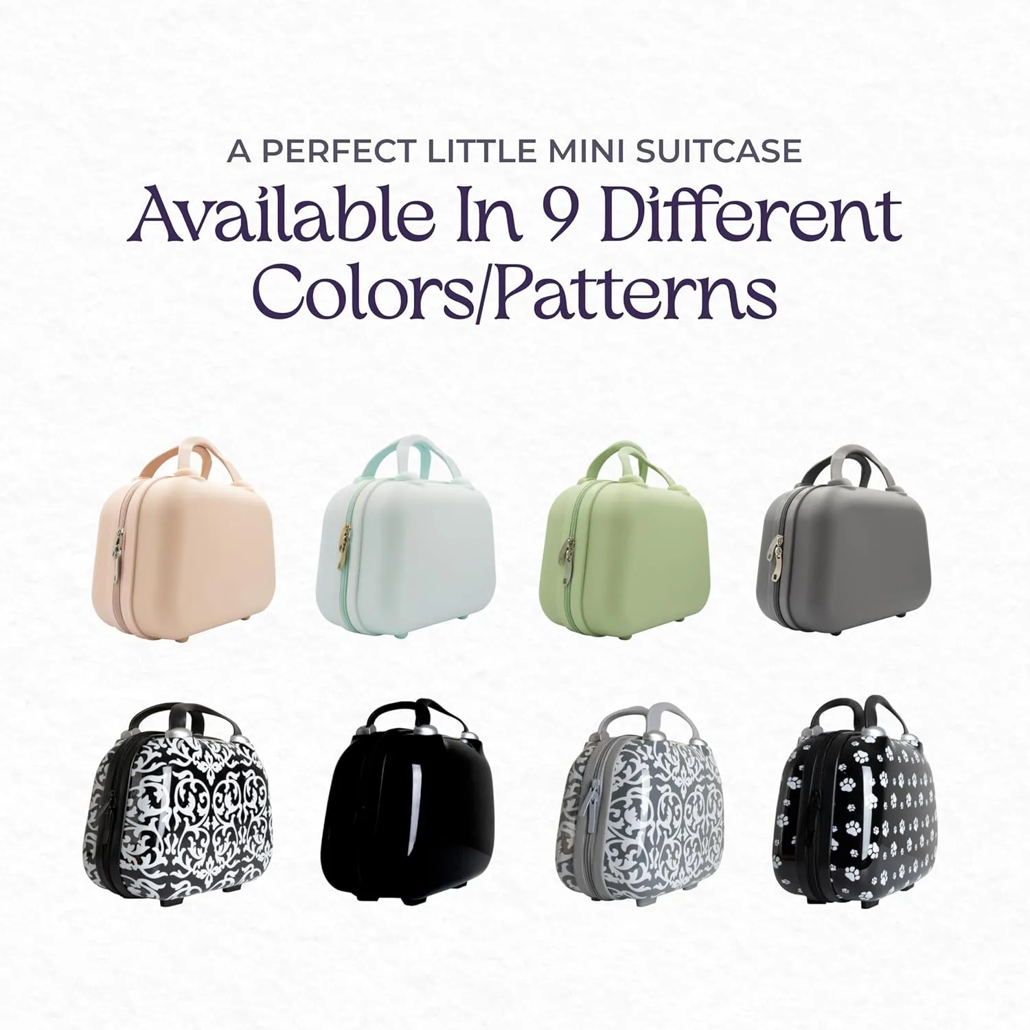 Hard Shell Travel Cosmetic Case, 12 Inch Hardshell Suitcase Mini Toiletry Bag, Luggage Beauty Case with Strap Dog Paws