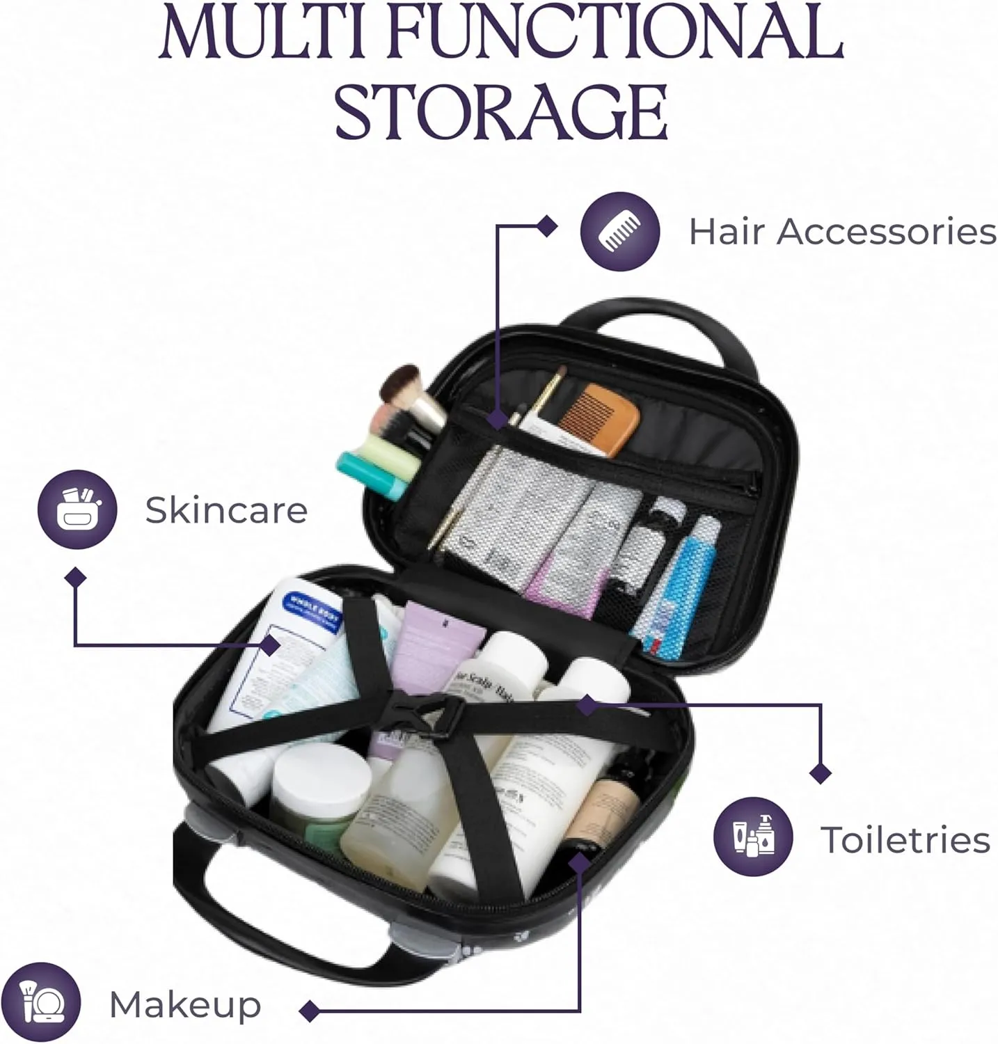 Hard Shell Travel Cosmetic Case, 12 Inch Hardshell Suitcase Mini Toiletry Bag, Luggage Beauty Case with Strap Dog Paws