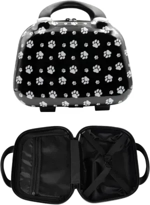 Hard Shell Travel Cosmetic Case, 12 Inch Hardshell Suitcase Mini Toiletry Bag, Luggage Beauty Case with Strap Dog Paws