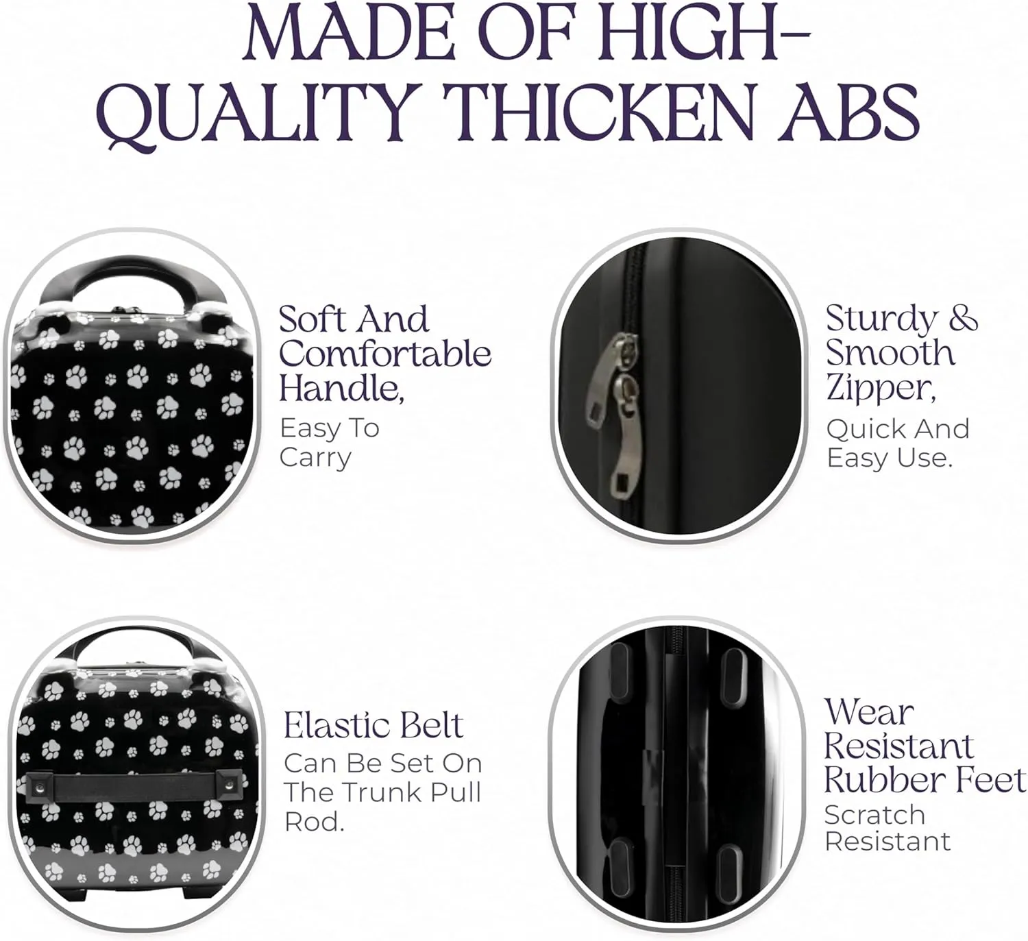 Hard Shell Travel Cosmetic Case, 12 Inch Hardshell Suitcase Mini Toiletry Bag, Luggage Beauty Case with Strap Dog Paws