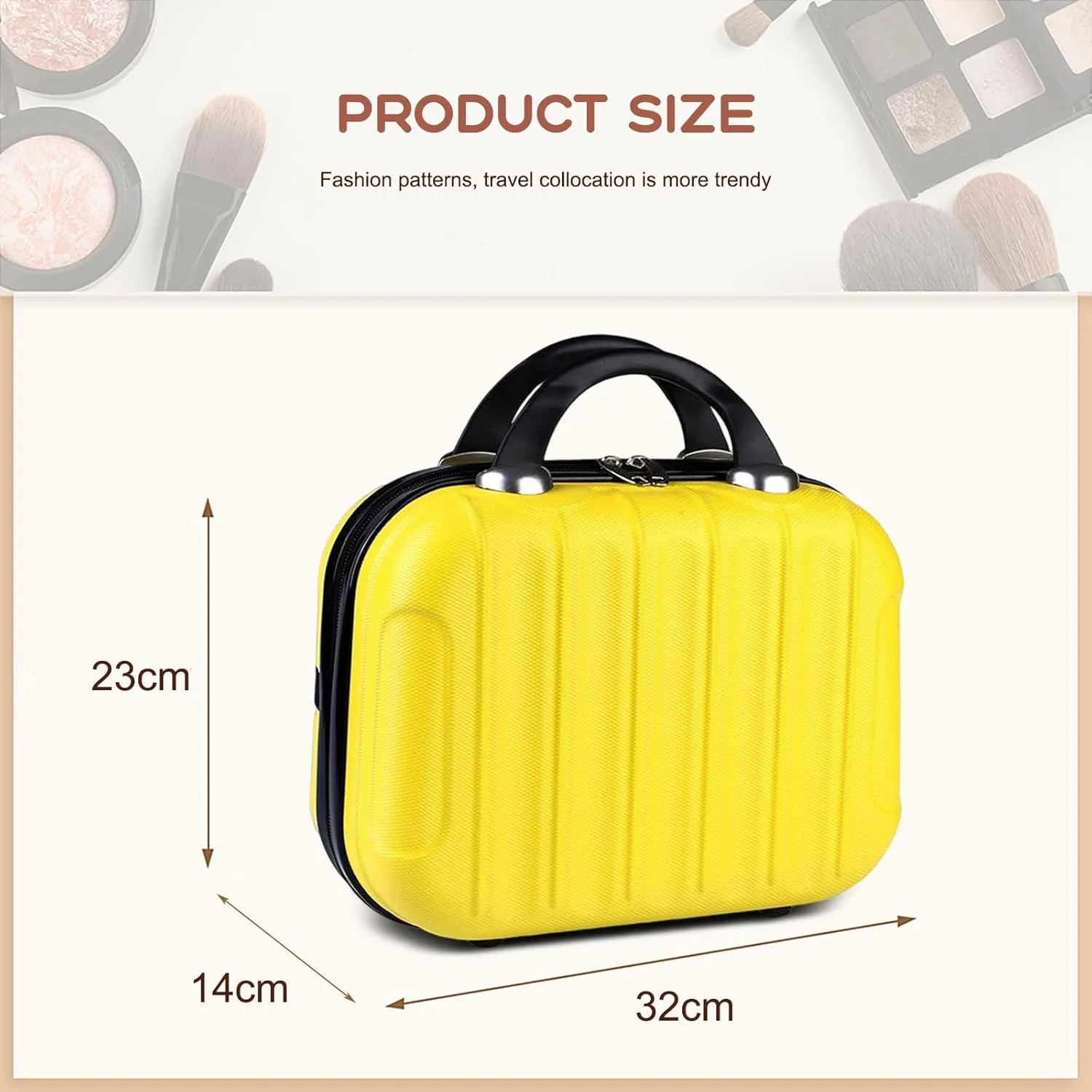 Hard Shell Vanity Cases with Elastic Band and Zipper, Portable Waterproof ABS Beauty Case, Cosmetic Case for Women Girl