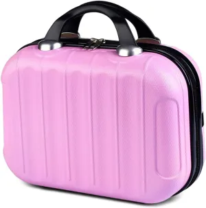 Hard Shell Vanity Cases with Elastic Band and Zipper, Portable Waterproof ABS Beauty Case, Cosmetic Case for Women Girl