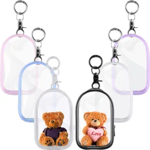 Harloon 6 Pcs Clear Figure Display Bag with Keychain Zipper Clear Display Case Blind Box Case Small Doll Storage Bag Hanging Blind Box Organizer for Figures Collectibles(Door Shape)