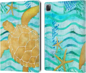 Head Case Designs Officially Licensed Paul Brent Aurora Turtle Coastal Leather Book Wallet Case Cover Compatible with Apple iPad Pro 12.9 2020/2021/2022