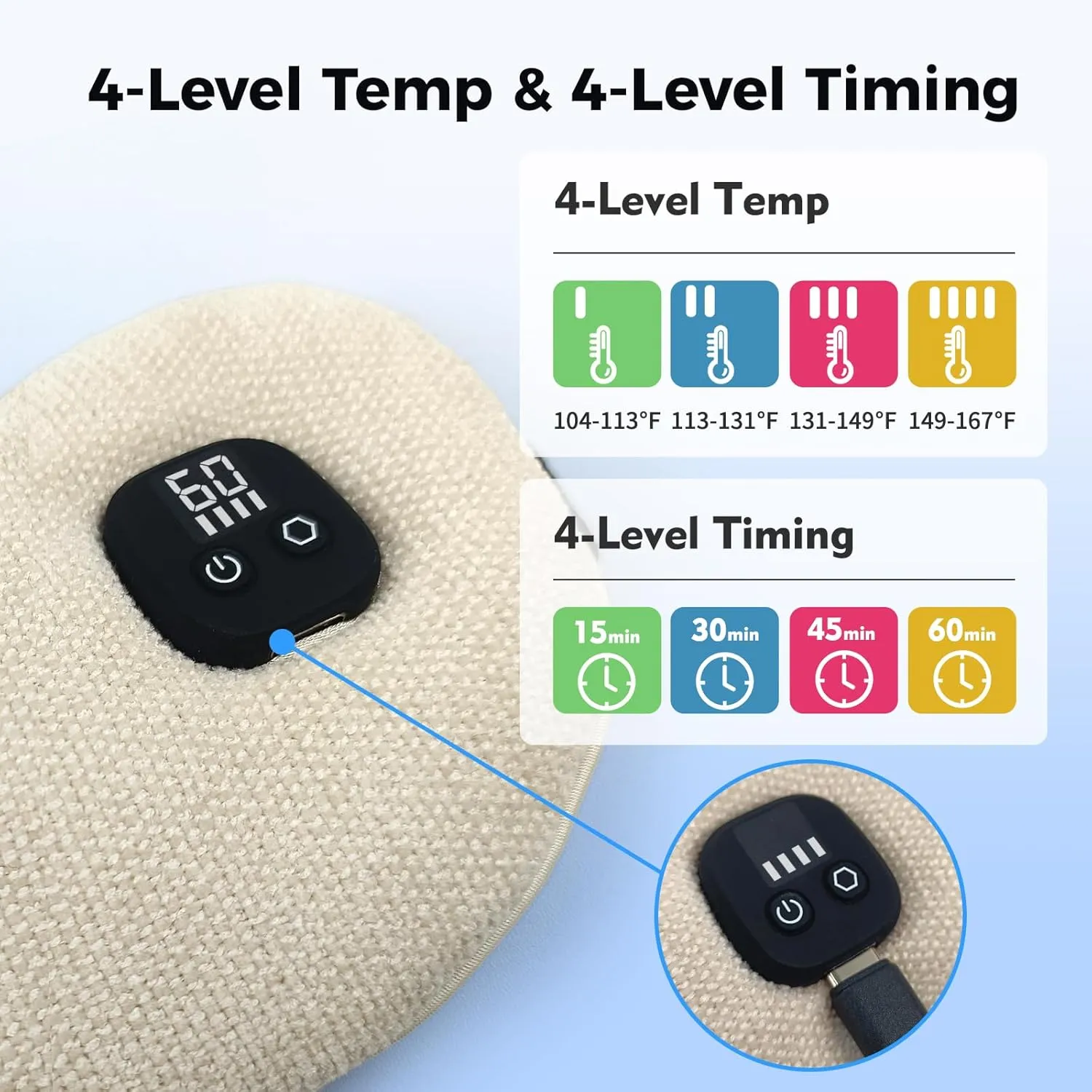 Heated Eye Mask for Dry Eyes, Cordless Warm Eye Compress with 4 Heat Levels, 4-Level Timing, 1000mAh Rechargeable, Blepharitis, Styes, Washable Cover, Travel, Gifts for Family(Beige)