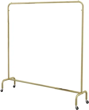 Heavy Clothes Rail Modern Minimalist Metal Wheeled Clothing Display Rack Industrial Pipe Drying Rack Bedroom Coat Rack Golden 120 x 135cm