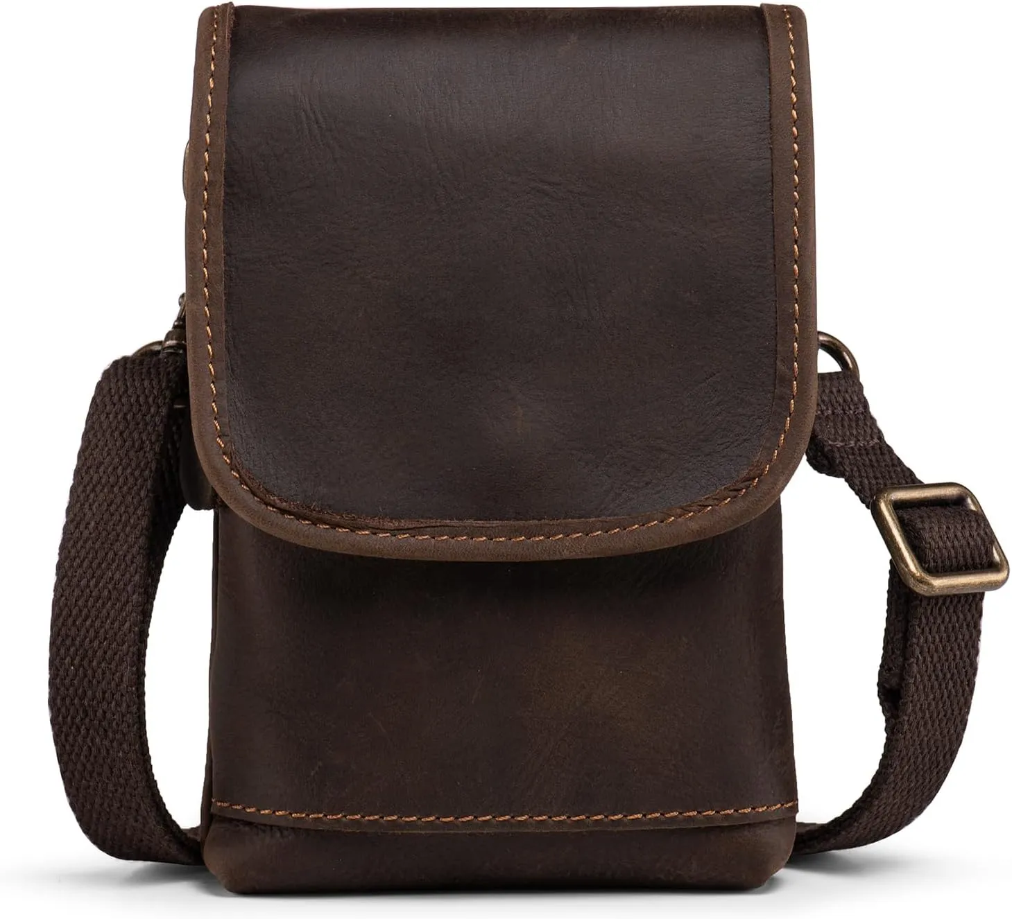 Hengwin Genuine Leather Small Shoulder Bag Crossbody Phone Purse, Cell Phone Holster Belt Pouch Belt Holder Fits for iPhone 16 Pro Max 15 Pro Max 14 Pro Max Samsung Galaxy S25 Ultra S24 Ultra (Coffee)