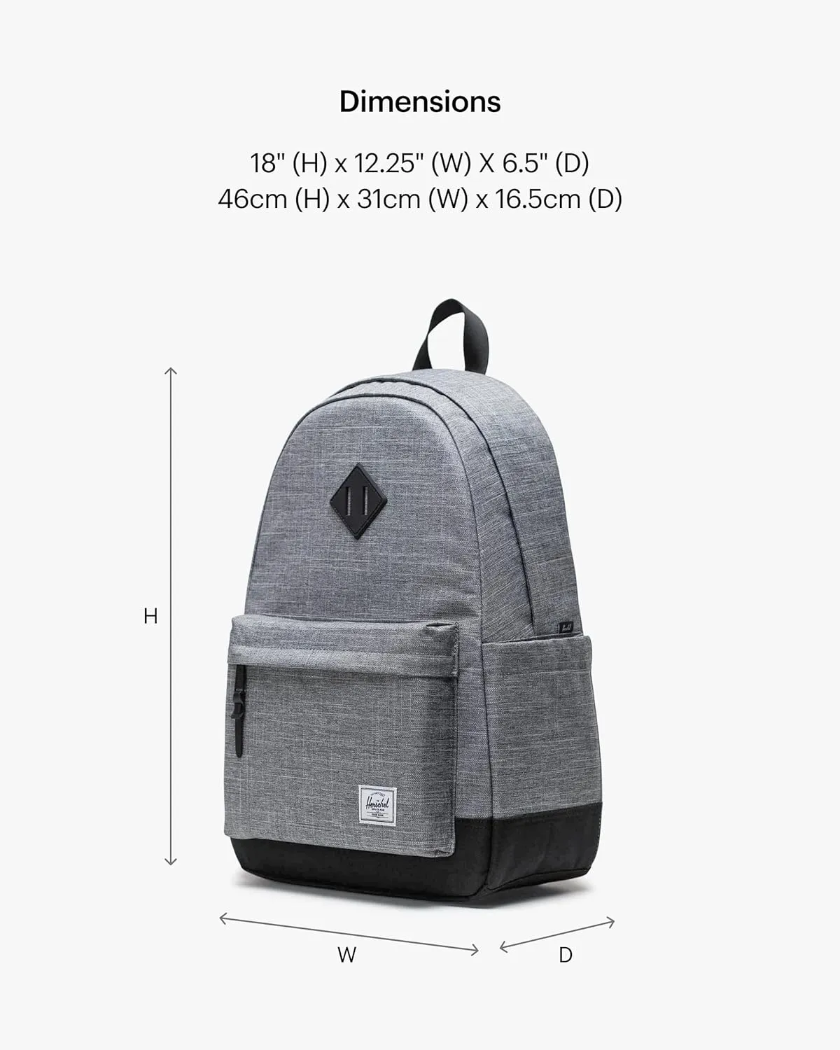 Herschel Supply Co. Heritage Backpack, Raven Crosshatch, Standard-24L