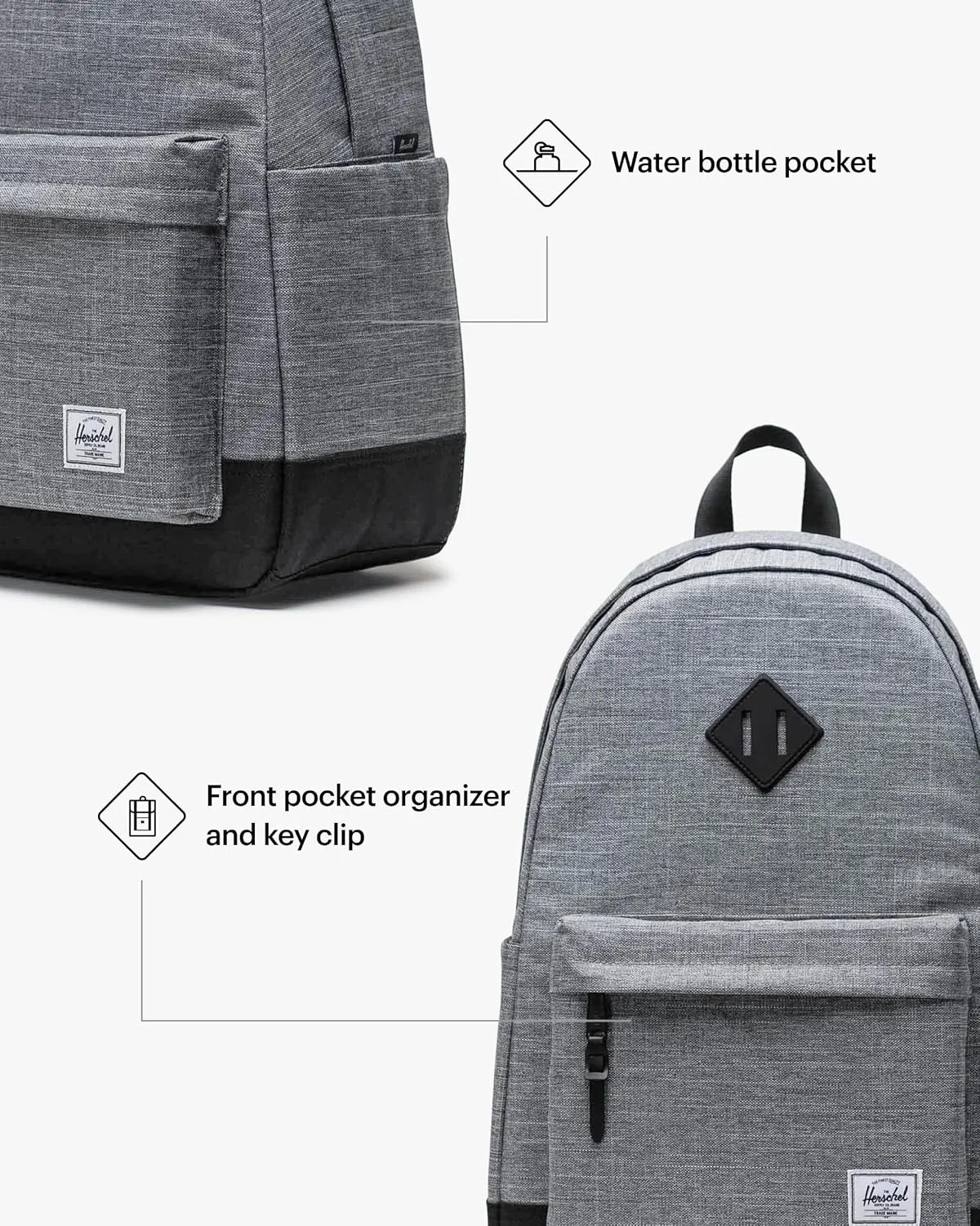 Herschel Supply Co. Heritage Backpack, Raven Crosshatch, Standard-24L