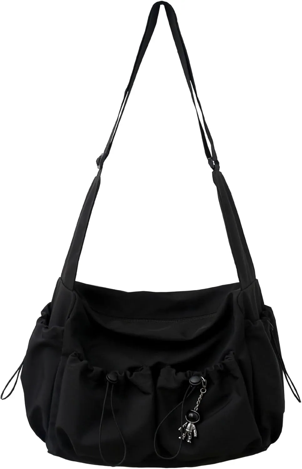 heyheyshine Large Capacity Unisex Shoulder Bags Japan Korean Style Aesthetic Leisure Bags Waterproof Nylon Messenger Bags (black)
