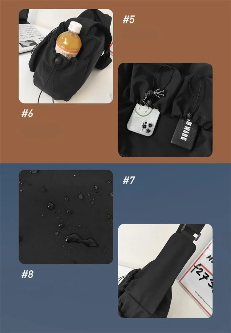 heyheyshine Large Capacity Unisex Shoulder Bags Japan Korean Style Aesthetic Leisure Bags Waterproof Nylon Messenger Bags (black)