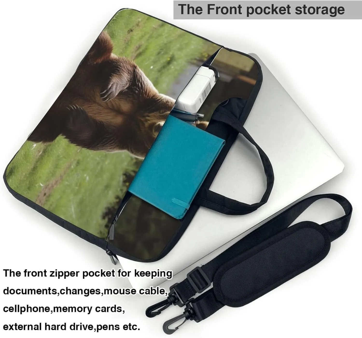 Hi Bear Sit on the lawn Laptop Tote Bag for Men Women Laptop Sleeve Shoulder Briefcase Messenger Computer Bag