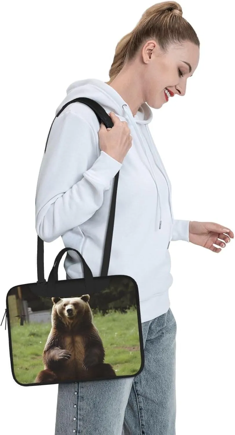 Hi Bear Sit on the lawn Laptop Tote Bag for Men Women Laptop Sleeve Shoulder Briefcase Messenger Computer Bag