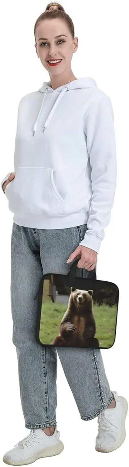 Hi Bear Sit on the lawn Laptop Tote Bag for Men Women Laptop Sleeve Shoulder Briefcase Messenger Computer Bag