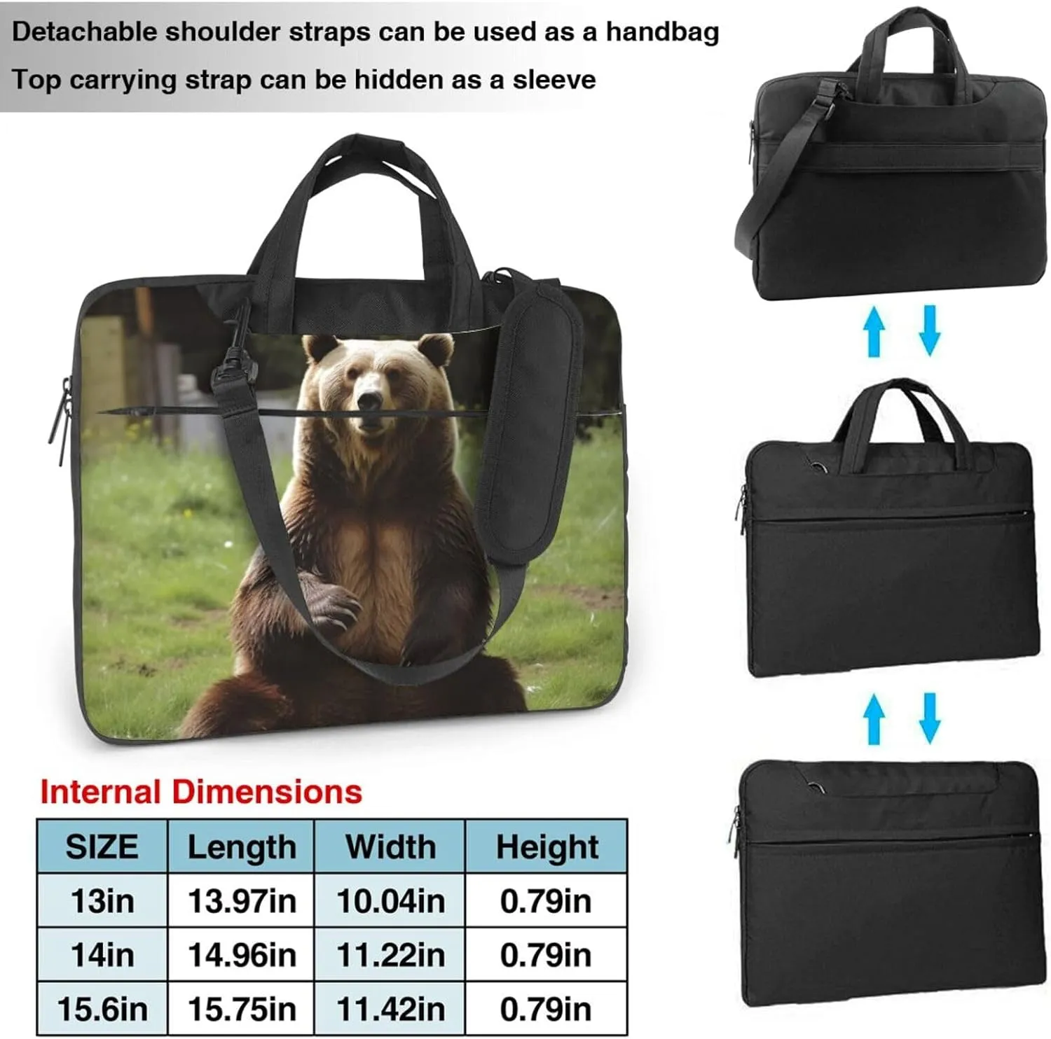 Hi Bear Sit on the lawn Laptop Tote Bag for Men Women Laptop Sleeve Shoulder Briefcase Messenger Computer Bag