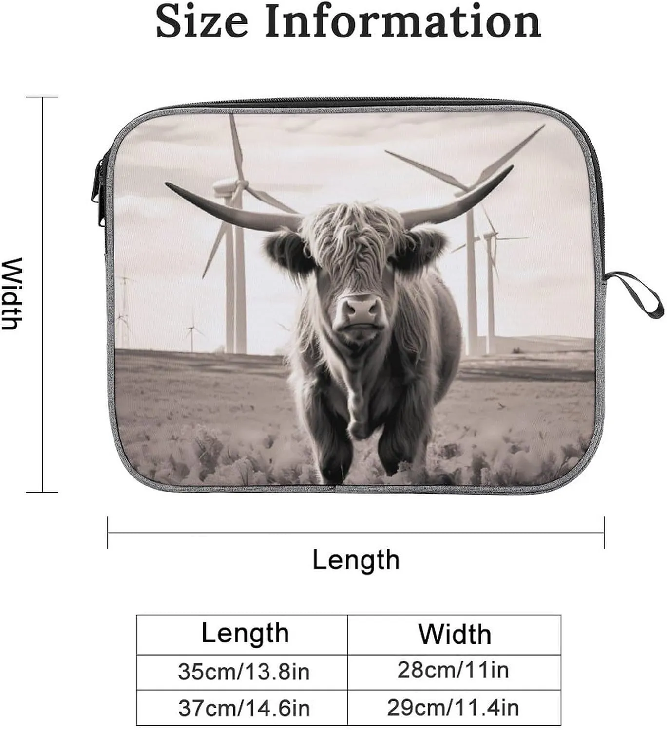 Highland Cow Windmill Laptop Bag Protective Laptop Sleeve Bag Briefcase Carrying Case Handbags for Men Women