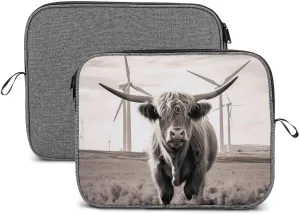 Highland Cow Windmill Laptop Bag Protective Laptop Sleeve Bag Briefcase Carrying Case Handbags for Men Women