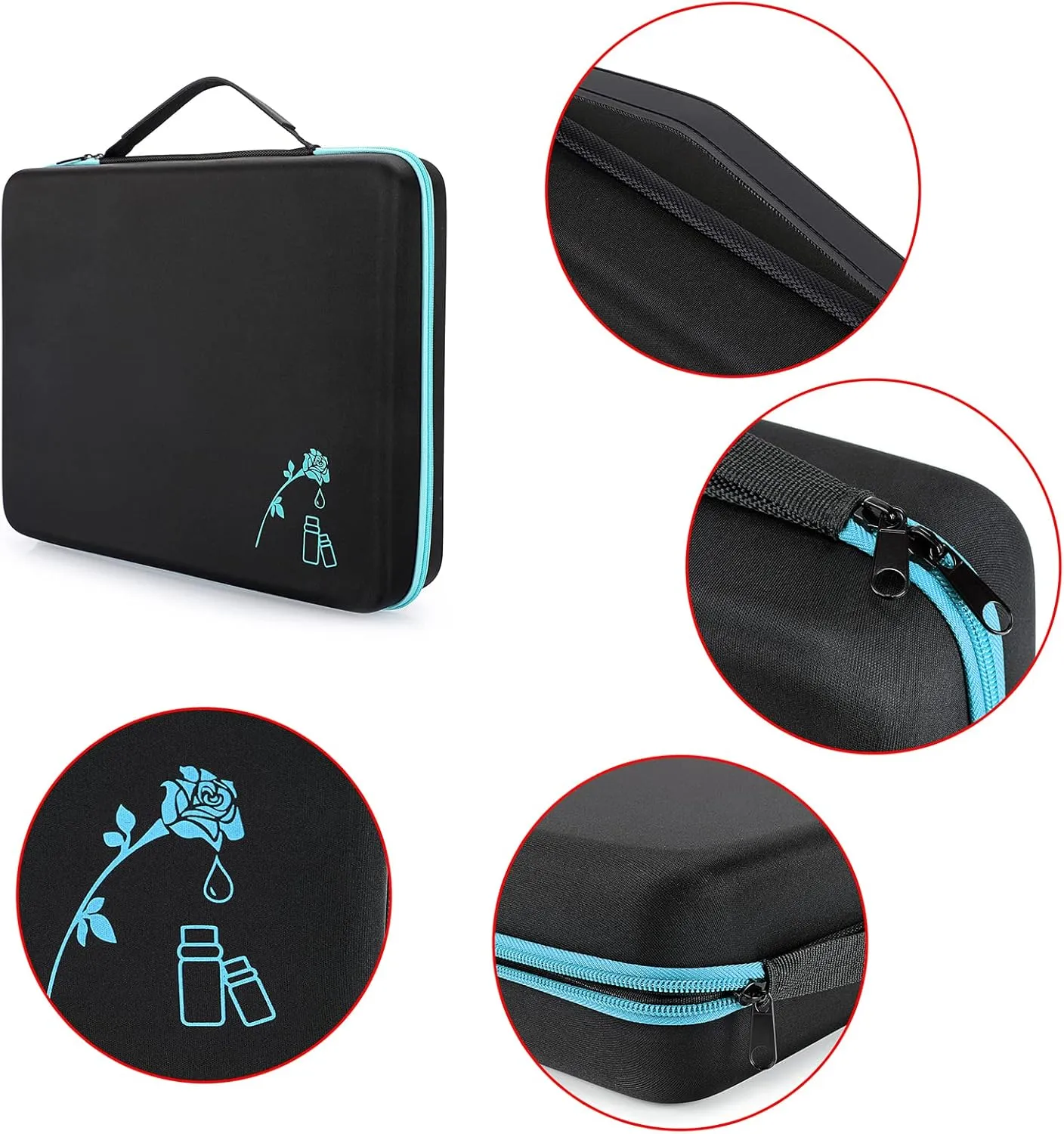 Hipiwe 120 Bottle EVA Essential Oil Storage Carrying Case Hard Shell Exterior Essential Oils Organizer Holder Traveling Bag with Foam Insert, Holds 5ml 10ml 15ml Essential Oils