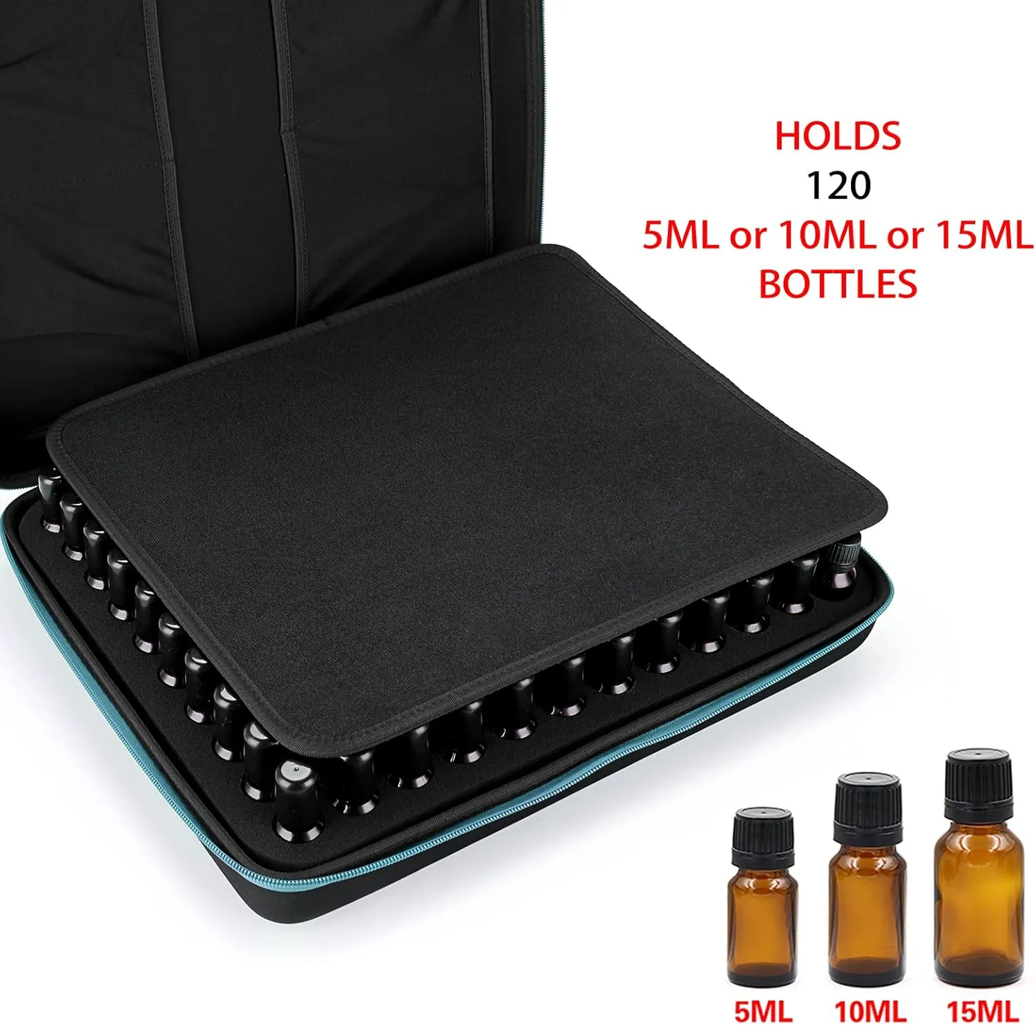 Hipiwe 120 Bottle EVA Essential Oil Storage Carrying Case Hard Shell Exterior Essential Oils Organizer Holder Traveling Bag with Foam Insert, Holds 5ml 10ml 15ml Essential Oils