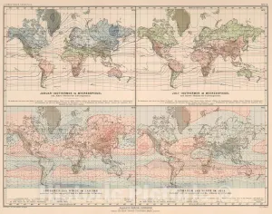 Historic Map : World Atlas Map, No. 2-5: Klimkarten der Erde 1899 - Vintage Wall Art - 24in x 18in