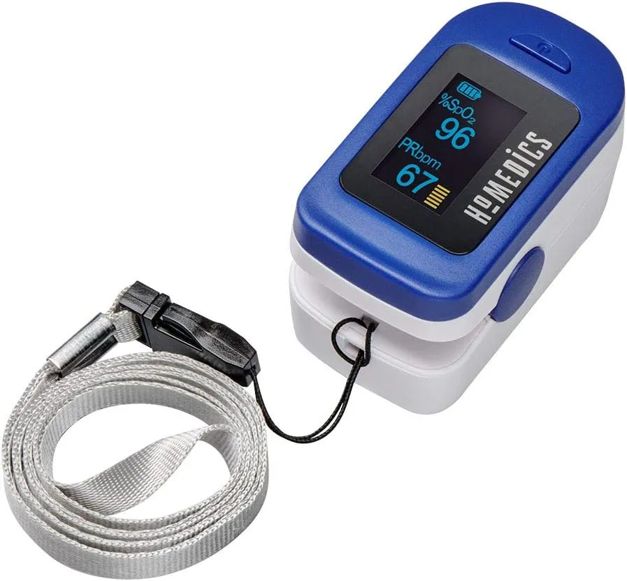 HoMedics Pulse Oximeter, Blood Oxygen Saturation Monitor with Easy One-Touch Operation, Fingertip Oximeter for Measuring Blood Oxygen and Pulse Rate