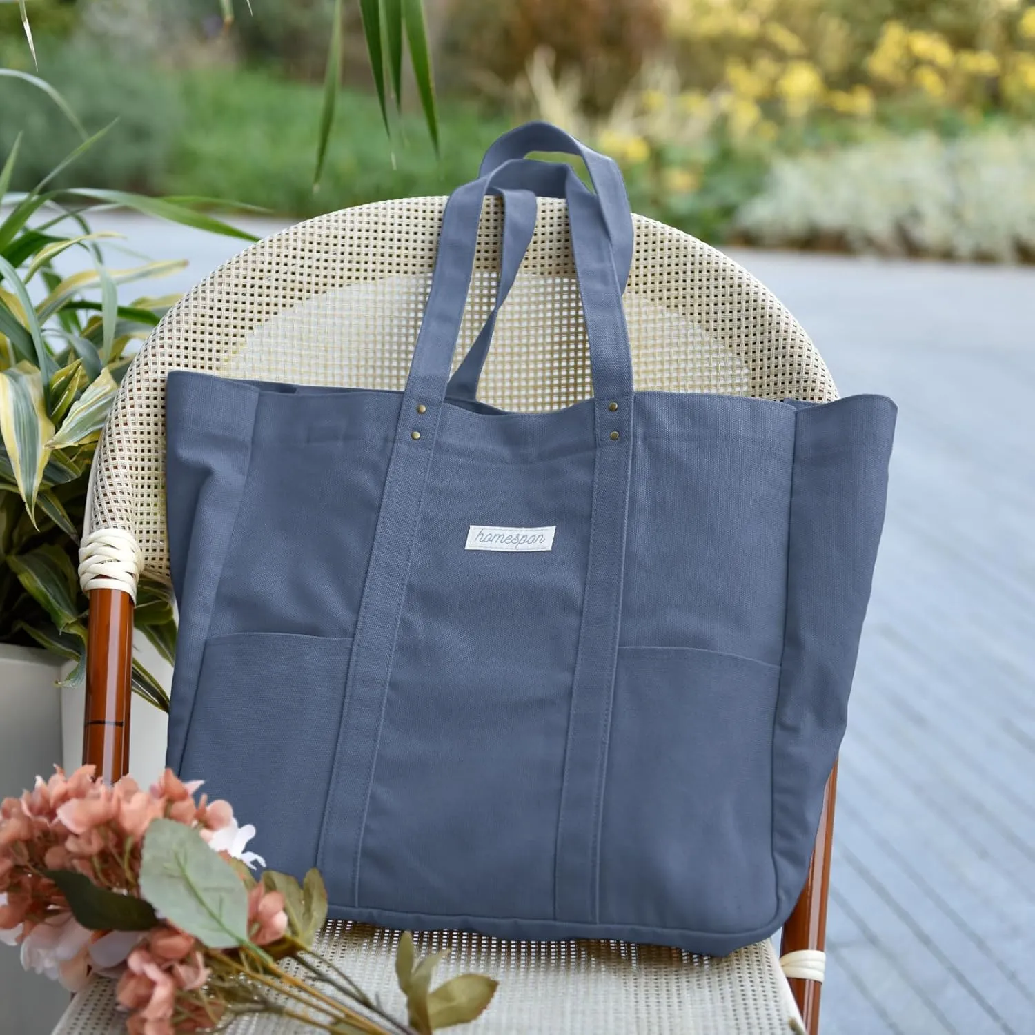 HOMESPON Large Canvas Tote Bag for Women Everything Bag with Pockets and Laptop Sleeve