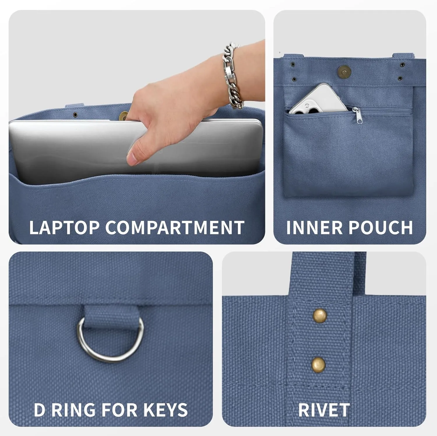 HOMESPON Large Canvas Tote Bag for Women Everything Bag with Pockets and Laptop Sleeve