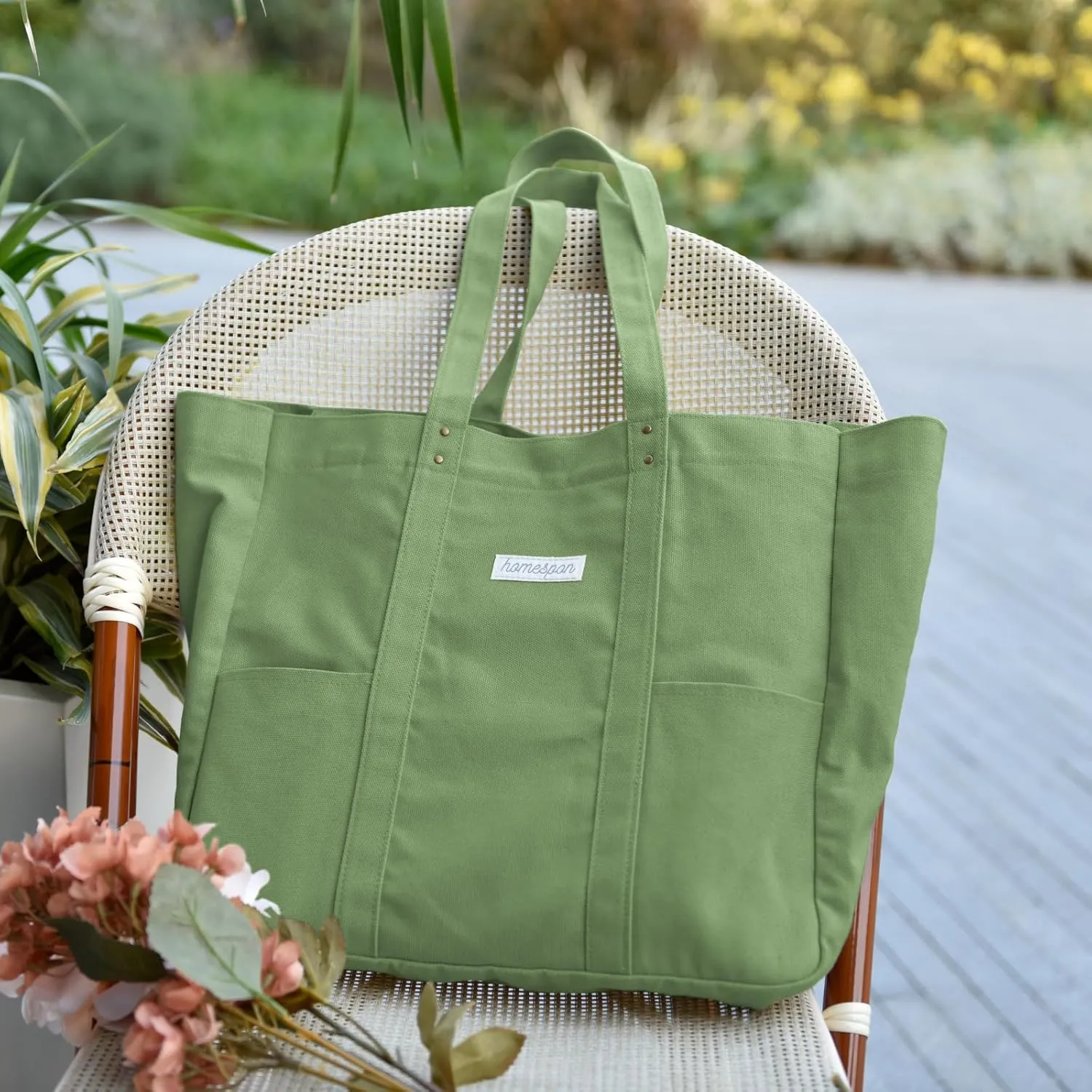 HOMESPON Large Canvas Tote Bag for Women Everything Bag with Pockets and Laptop Sleeve