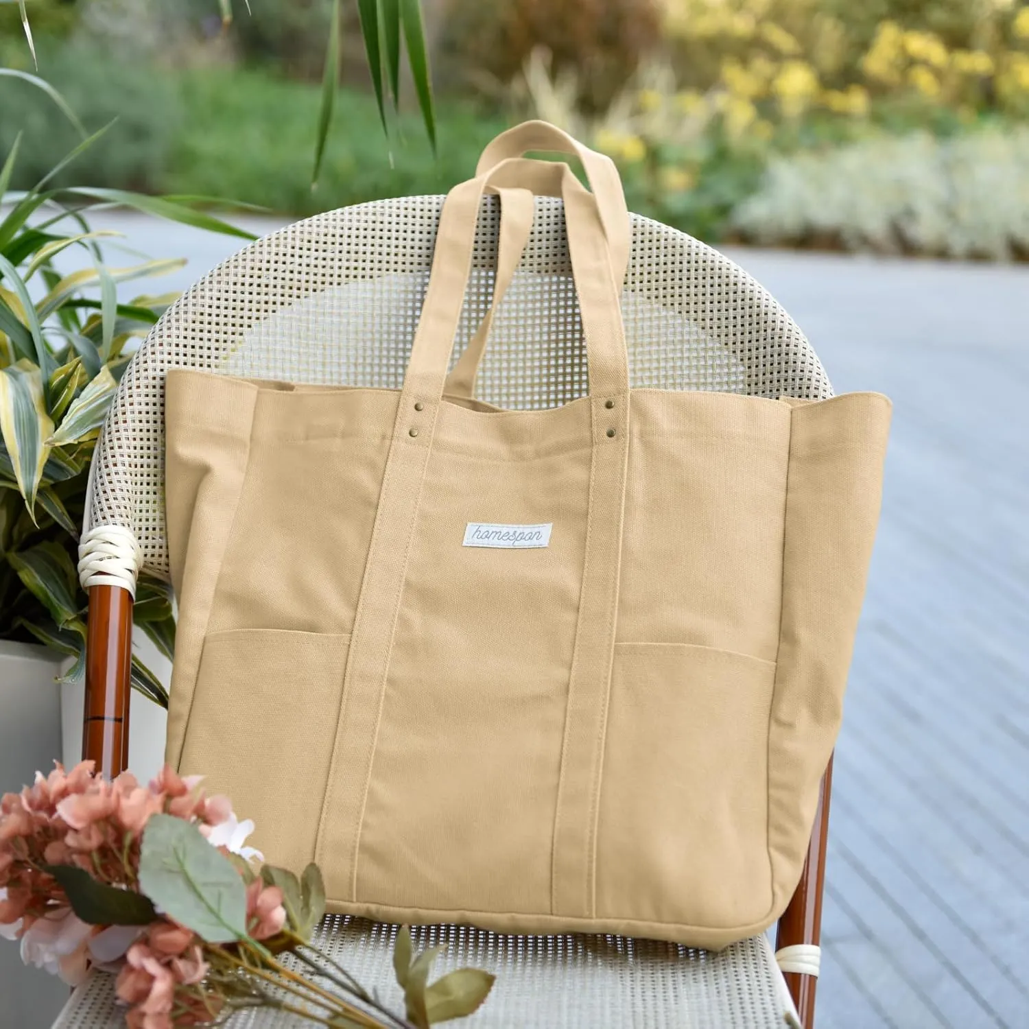 HOMESPON Large Canvas Tote Bag for Women Everything Bag with Pockets and Laptop Sleeve